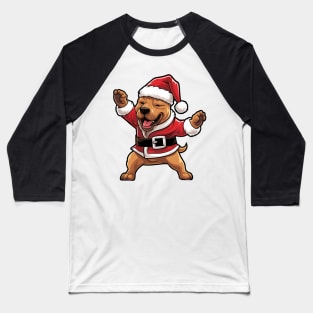 Cartoon Christmas Staffordshire Bull Terrier Dog Dancing Baseball T-Shirt